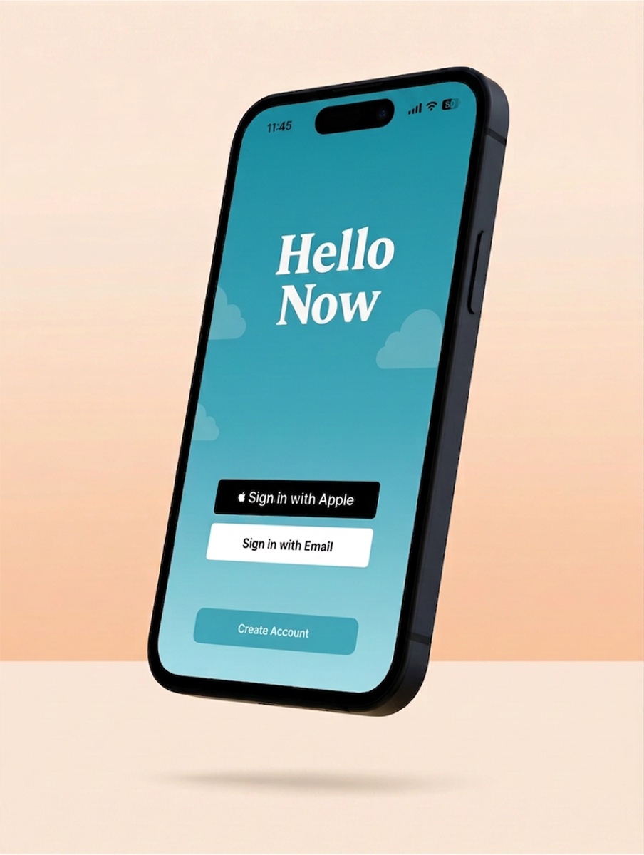 Hello Now sign-in screen on a mobile phone